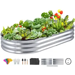 VEVOR Hochbeet Pflanzkübel Blumenkasten Garten Pflanzkasten Terrassen Gemüserüben Gartenrüben Pflanzbeet Silber 180x90x30cm verzinktem Metall ideal