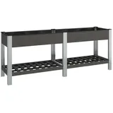 furnicato Garten-Hochbeet mit Ablage 200 x 50 x 75 cm Grau
