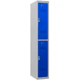 Phoenix Safe Garderobenschrank 2 Fächer grau blau PL1230GBE PL-Serie Spind Stahl mit Elektronikschloss