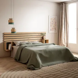 SKRAUT HOME Kopfteil, und Nachttische, Bettrücken, Ablage, 214x70x3 cm, Bett 135,140,150,160 cm, Paneele, Moderner Stil, Eiche - 473_1