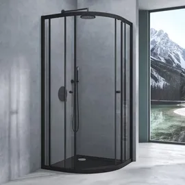 mai & mai Runddusche mit Schiebetür 100 x 190 cm schwarz Sicherheitsglas R32
