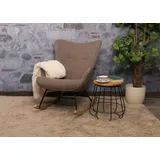 Mendler Schaukelstuhl HWC-N14, Schwingstuhl Relaxsessel Fernsehsessel, Massiv-Holz Metall Stoff/Textil 320g/m2 ~ braun