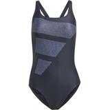 adidas Damen Swimsuit Big Bars Suit, Black/Silver Violet/White, HR4381, 48