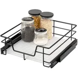 bremermann Teleskopschublade 50 cm Schrank mit Einlegeboden, Küchenschublade zum Nachrüsten, Schrankauszug aus Metall, schwarz