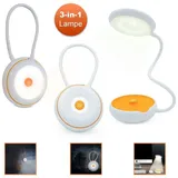 EAXUS Eaxus® 3in1 LED Tischleuchte - flexible Nachttischlampe USB oder Batteriebetrieben, Weiß