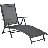 [en.casa] Alborea Sonnenliege 150 x 65 x 20 cm Schwarz
