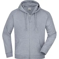 James & Nicholson Kapuzen-Sweatjacke JN059, - S - grey-heather