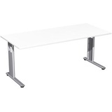 geramöbel Flex Schreibtisch weiß rechteckig, C-Fuß-Gestell silber 180,0 x 80,0 cm