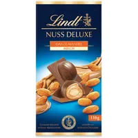 Lindt Schokolade NUSS DELUXE Vollmilch Mandel| 110g Tafel | Geröstete Mandeln in feiner Mandelcrème umhüllt von feinschmelzender Vollmilch-Schokolade | Schokoladentafel | Schokoladengeschenk