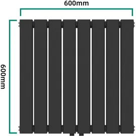 neu.haus Nore Flachheizkörper 600 x 600 mm 459 W schwarz Mittelventil