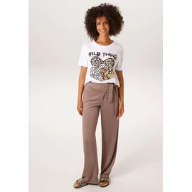 Aniston CASUAL T-Shirt in weiß-schwarz-beige-dunkelbraun - Gr.: 36/38,