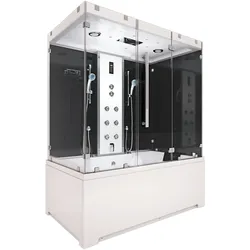 Kombination Badewanne Dusche K80-SW-EH-C-SC-EA Duschtempel 180x100 cm aktive Schlauch-Reinigung