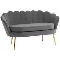 Homcom Sofa zwei-Sitzer, 2er couch, Grau 130 x 63