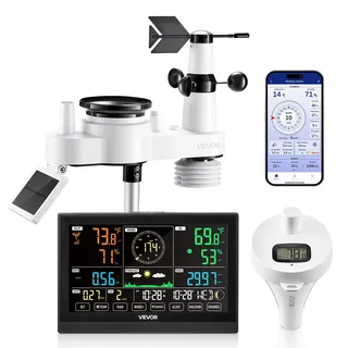 Vevor 7-in-1 WLAN-Wetterstation Schwarz 7,5-Zoll-Display