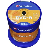 Verbatim DVD-R 16x Matt Silver 4.7GB, 100er Pack Spindel, DVD Rohlinge beschreibbar, 16-fache Brenngeschwindigkeit & Hardcoat Scratch Guard, DVD-R Rohlinge, DVD leer, Rohlinge DVD