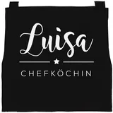 SpecialMe Personalisierte Kinderschürze mit Namen Chefkoch/Chefköchin Kochschürze Sterne-Koch Kinder schwarz 6-10 Jahre - 6 Jahre