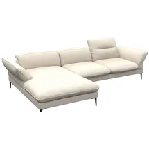 flexlux Ecksofa Salino, Funktionssofa mit Recamiere, Relaxsofa, Ecksofa, Sofa mit Arm- und Kopfteil-Verstellungen, Kaltschaum & Stahl-Wellen weiß
