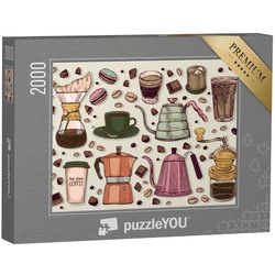 puzzleYOU Puzzle Vektor-Grafik im Vintagestil: Kaffeekannen, 2000 Puzzleteile, puzzleYOU-Kollektionen Getränke
