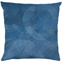 Dekokissen QUEENCE "Blaues Wasser", blau (blau, bedruckt), B:40cm L:40cm, Polyester, Dekokissen_Sitzkissen_Kissenhüllen, Beidseitig bedruckte Kissenhülle, Kissen 40x40cm, inkl. Reißverschluss