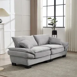 gomyway Modernes 2-Sitzer-Samtsofa, für wohnzimmer/schlafzimmer/büro, 224x81x81 cm, Hellgrau