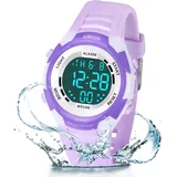 Juboos Kinder Digitaluhren,7 Farben LED-Licht Kinder Sport Armbanduhr Jungen Wasserdicht Kinderuhr mit Alarm Stoppuhr,Kinderuhren Outdoor Armbanduhr für Jungen Mädchen 5-18