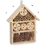 Relaxdays Insektenhotel Bausatz, Insektenhaus für Käfer, Wildbienen & Florfliegen, selber bauen, 33 x 24,5 x 7 cm, natur