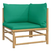 vidaXL Garten-Ecksofa mit Grünen Kissen Bambus