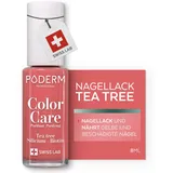 PODERM Nagellack Color Care Tea Tree Reinigt, Gelbe Nägel 273 Korallenrosa 8ML