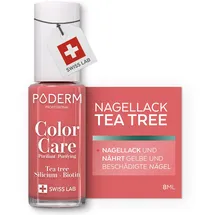 PODERM Nagellack Color Care Tea Tree Reinigt, Gelbe Nägel 273 Korallenrosa 8ML