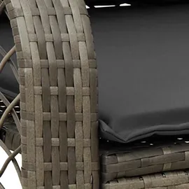 vidaXL Garten-Schaukelstuhl mit Kissen Grau Poly Rattan