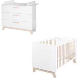 roba® Babymöbel-Set Clara, Weiß, (Spar-Set, 2-St., Kinderbett, Wickelkommode), mit Kinderbett & Wickelkommode; Made in Europe weiß