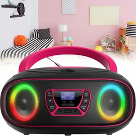 Denver TDB-212P DAB+, DAB, FM AUX, USB, Bluetooth®, CD Schwarz, Pink