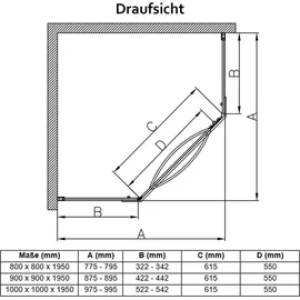 doporro Fünfeckdusche Duschkabine 90x90x195 Duschabtrennung ESG-Sicherheitsglas Klarglas inkl. Easy-Clean-Beschichtung Rav08K