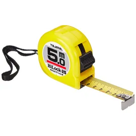 TAJIMA Bandmaß Hi Lock (Länge 5 m, Breite 25 mm, ABS Gehäuse, beschichtetes Stahl-Maßband, Rückzug stoßgedämpft, mit Handschlaufe) H5P50MYD