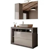 WELLTIME Badmöbel-Set »Hamburg, Badezimmerset 2tlg. Breite 110 cm, Badmöbel, Waschtisch inkl.«, (Spar-Set, 2 St.), Waschbecken, Spiegelschrank mit LED Aufbauleuchte, Soft-Close-Funktion, weiß