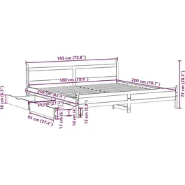 vidaXL Massivholzbett 180 x 200 cm Weiß