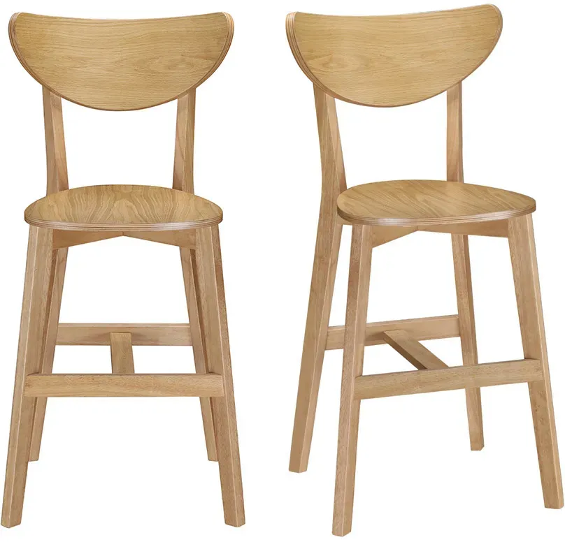 Tabourets de bar scandinaves finition chêne H65 cm (lot de 2) LEENA