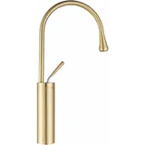 Badezimmer-Wasserhahn, gebürstetes Gold, Waschbecken-Wasserhahn, Einhebelmischer aus Messing, hoch