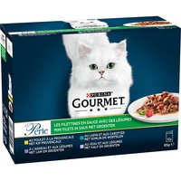 12x85g Gourmet Perle Gemischte Auswahl Erlesene Streifen mit Gemüse Katzenfutter nass