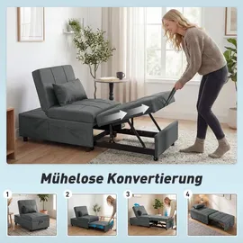 Homcom Schlafsessel 4-in-1 Textil 181 x 43 x 65,5 cm Grau mit Kissen