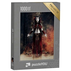 puzzleYOU Puzzle Puzzle 1000 Teile XXL „Illustration: Gothic-Zauberin, umhüllt von Rauc, 1000 Puzzleteile, puzzleYOU-Kollektionen Gothik