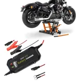ConStands Motorradheber Set: Hebebühne Mid-lift L bis 680kg or # mit Motorrad Batterie Ladeger