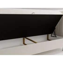 GRAINGOLD Boxspringbett Primavera 160x200 - Bett mit Matratze und Topper - Boxspringbett mit Bettkasten und Matratze - Boxspringbett Creme (Komodo 10) - Weiß