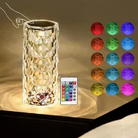 Lunartec LED-Kristall-Akku-Tischlampe mit Touch, Fernbedienung, RGBW, 2000 mAh