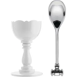 Alessi - Dressed Eierbecher und Eierlöffel, weiß