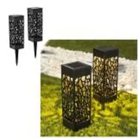 Hi LED Solar Schattenlampen 2er Set 6 x 6 x 28 cm schwarz/weiß