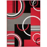 Mazovia Designteppich Modern Teppich Kurzflor Wohnzimmerteppich Robust und pflegeleicht GRAU, 160 x 230 cm, Fußbodenheizung, Allergiker geeignet, Farbecht, Pflegeleicht grau|rot 160 x 230 cm