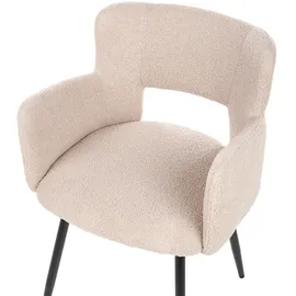 Beliani Esszimmerstuhl 2er Set Bouclé Beige/Schwarz