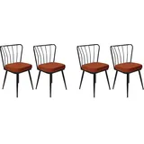Skye Decor, Yıldız-945 V4, Stuhlset (4 Stück), Fliese Rot, 100 % METALL, 43 x 42 x 82 cm - Rot/Schwarz
