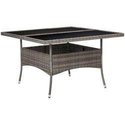 vidaXL Garten-Esstisch Grau Poly Rattan und Glas